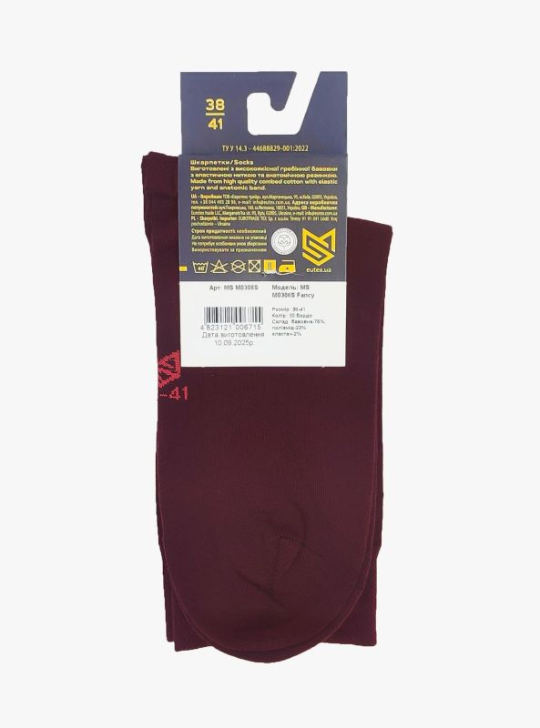 Шкарпетки MS M0306S Fancy (кольорові) р.42-45, 00 червоний