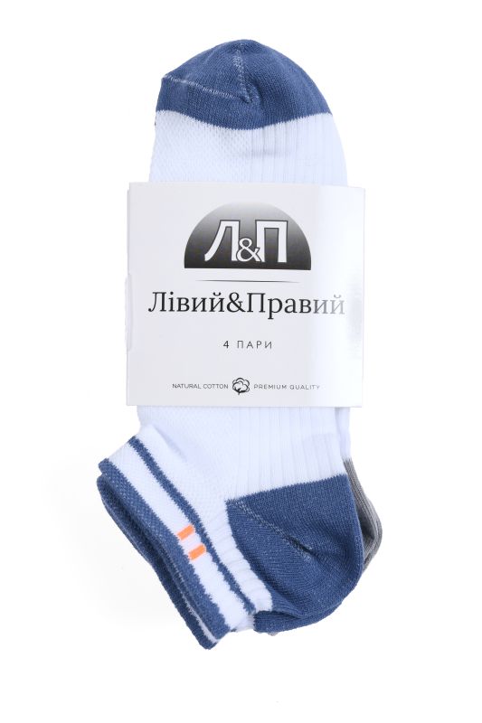 Набір шкарпеток чол. Л&П 222/4 пари (короткі), р.44-45, 03 т.сірий-чорний