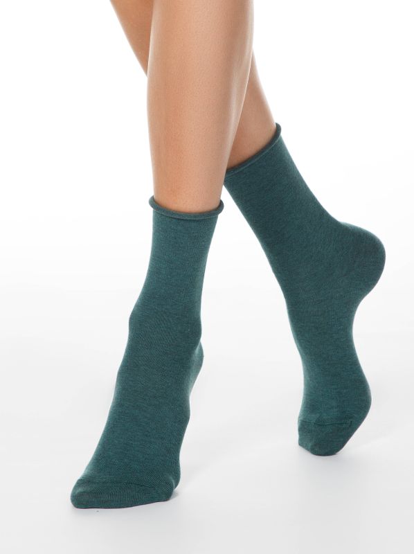 Жіночі шкарпетки бавовняні LEV L0248S (без резинки), р.25, 000 dark turquoise
